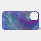 ブルーパープルティール（緑がかった色）エアリーアブストラクション iPhoneケース (裏面横)