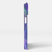 ブルーパープルティール（緑がかった色）エアリーアブストラクション iPhoneケース (右側面)