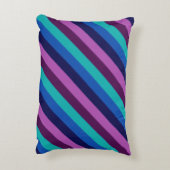 ブルーパープルティール(緑がかった色)ストライプアクセント枕 アクセントクッション (裏面(縦))