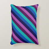 ブルーパープルティール(緑がかった色)ストライプアクセント枕 アクセントクッション (正面(垂直))