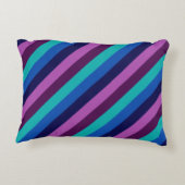 ブルーパープルティール(緑がかった色)ストライプアクセント枕 アクセントクッション (裏面)