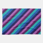 ブルーパープルティール（緑がかった色）ストライプキッチンタオル キッチンタオル (横)