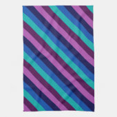 ブルーパープルティール（緑がかった色）ストライプキッチンタオル キッチンタオル (縦)