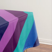 ブルーパープルティール(緑がかった色)ストライプズミディアムテーブルクロス テーブルクロス (インサイチュ)