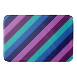 ブルーパープルティール（緑がかった色）ストライプズラージバスマット バスマット
