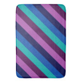 ブルーパープルティール（緑がかった色）ストライプズラージバスマット バスマット (正面縦)