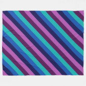 ブルーパープルティール(緑がかった色)ストライプズ大フリースブランケット フリースブランケット (正面(横))