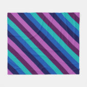 ブルーパープルティール(緑がかった色)ストライプフリースブランケット フリースブランケット (正面(横))