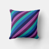 ブルーパープルティール（緑がかった色）ストライプ装飾用クッション クッション (裏面)