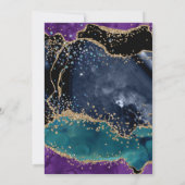 ブルーパープルティール（緑がかった色）金ゴールドグリッターアゲ結婚ートズ 招待状 (裏面)