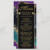 ブルーパープルティール（緑がかった色）金ゴールドグリッターアゲ結婚ート メニュー (正面/裏面)