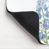 ブルーパープルデルフィニウムインクと水彩 マウスパッド (コーナー)