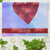 ブルーパープルドッグ恋人バレンタインギフトChihuahua キッチンタオル (折り畳み)