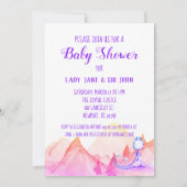 *~*ブルーパープルドラゴン男の赤ちゃんシャワー招待状 招待状 (裏面)