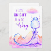 *~*ブルーパープルドラゴン男の赤ちゃんシャワー招待状 招待状 (正面/裏面)