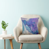 ブルーパープルバイオレットマーブルスワーズ抽象芸術アート クッション (椅子)