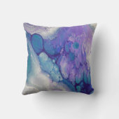 ブルーパープルバイオレットマーブルスワーズ抽象芸術アート クッション (裏面)
