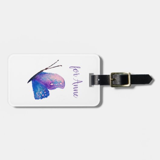 ブルーパープルバタフライアートラゲッジタグ ラゲッジタグ (正面横)