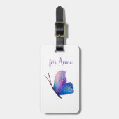ブルーパープルバタフライアートラゲッジタグ ラゲッジタグ (正面縦)