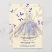 ブルーパープルバタフライダンスドレスキンセアニラ 招待状 (正面/裏面)