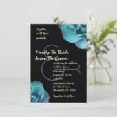 ブルーパープルバラとブラッ結婚クのテンプレート 招待状 (スタンド正面)