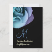 ブルーパープルバラとブラッ結婚クのテンプレート 招待状 (裏面)