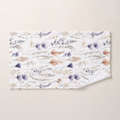 ブルーパープルバラベージュワイルドフラワーズボタニカルボホ バスタオルセット (ハンドタオル)