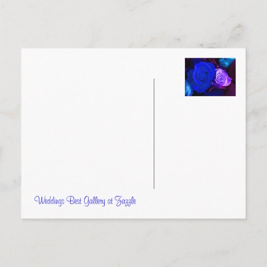 ブルーパープルバラ日付の保存 案内ポストカード (裏面)