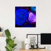 ブルーパープルバラ ポスター (ホームオフィス)