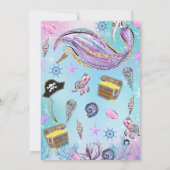 ブルーパープルパイレーツマーメイドジョイント誕生日 招待状 (裏面)