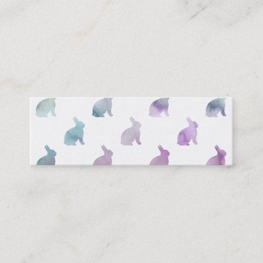 ブルーパープルパステルウォーターカラーバニーバックグラウンド スキニー名刺 (正面)