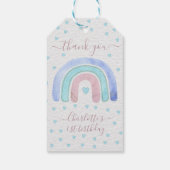 ブルーパープルパステルレインボーファースト誕生日 ギフトタグ (裏面)