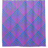 ブルーパープルパターン1980sスタイルシャワーカーテン シャワーカーテン (正面)