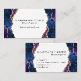 ブルーパープルパーソナライズされたアクア金ゴールド静脈瑪瑙 名刺