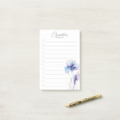 ブルーパープルパーソナライズされたフラワーTo Doリスト ポストイット (デスク上)