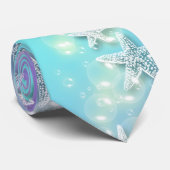 ブルーパープルビーチ結婚ヒトデ ネクタイ (ロール)