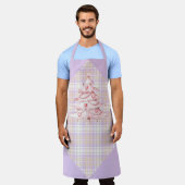 ブルーパープルピンクのプライドとクリスマスキャンディカンA エプロン (着用した状態)