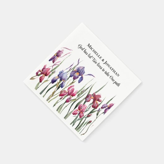 ブルーパープルピンクアイリス感動的フローラ結婚ズ スタンダードカクテルナプキン (角)