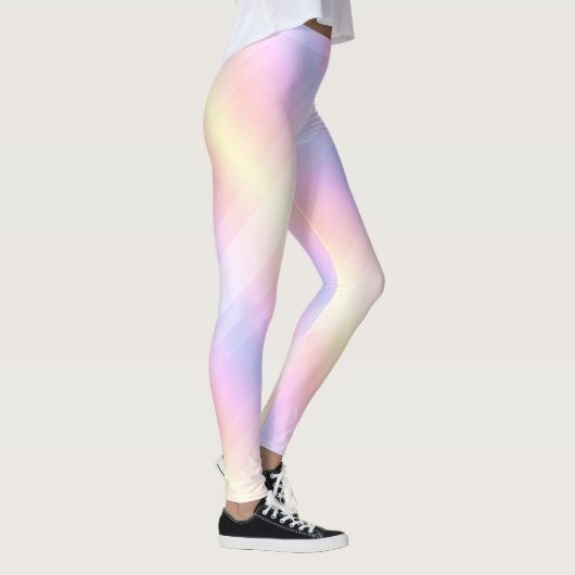 ブルーパープルピンクイエローストライプテンプレートモダン レギンス (右)