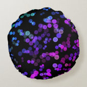 ブルーパープルピンクグリーン抽象芸術バブルパターン ラウンドクッション (裏面)