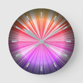 ブルーパープルピンクレッドイエロースペクトラムラディアントカッコいい ラウンド壁時計 (正面)