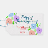 ブルーパープルピンク幸せ感謝祭アドファミリーn ギフトタグ (裏面横)