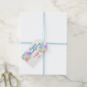 ブルーパープルピンク幸せ感謝祭アドファミリーn ギフトタグ (より糸つき)