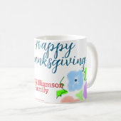 ブルーパープルピンク幸せ感謝祭アドファミリーn コーヒーマグカップ (正面右)