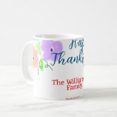 ブルーパープルピンク幸せ感謝祭アドファミリーn コーヒーマグカップ (正面左)