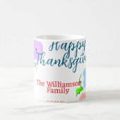 ブルーパープルピンク幸せ感謝祭アドファミリーn コーヒーマグカップ (中央)