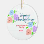ブルーパープルピンク幸せ感謝祭アドファミリーn セラミックオーナメント (左)