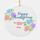ブルーパープルピンク幸せ感謝祭アドファミリーn セラミックオーナメント (裏面)