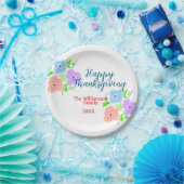 ブルーパープルピンク幸せ感謝祭アドファミリーn ペーパープレート (パーティー)