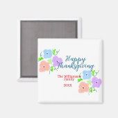 ブルーパープルピンク幸せ感謝祭アドファミリーn マグネット (正面/裏面)